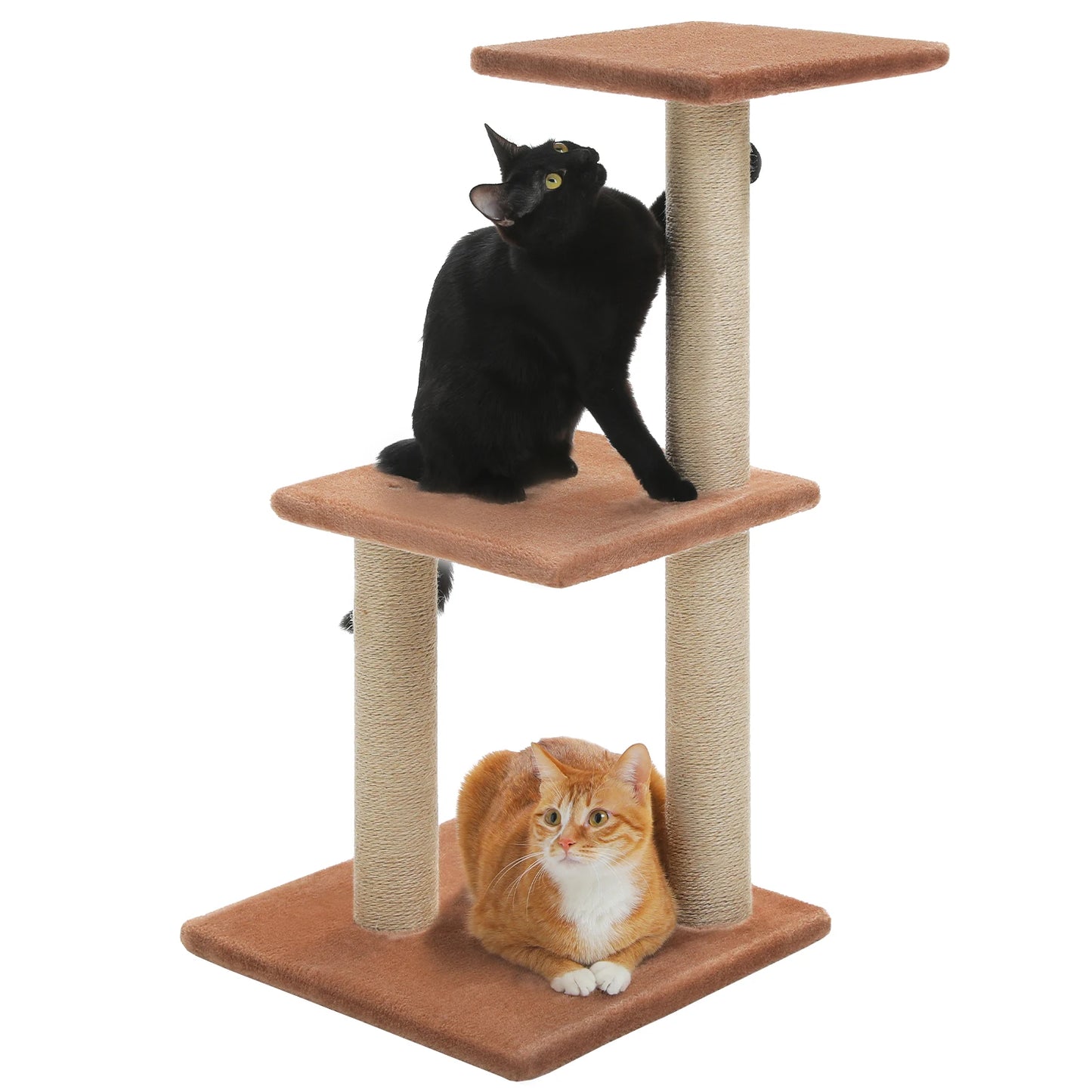 Grey Cat Tree Tower for Indoor Cats with Scratching Posts Big Hammock Removable Top Perch 3-Tier Activity Center Wood Furniture