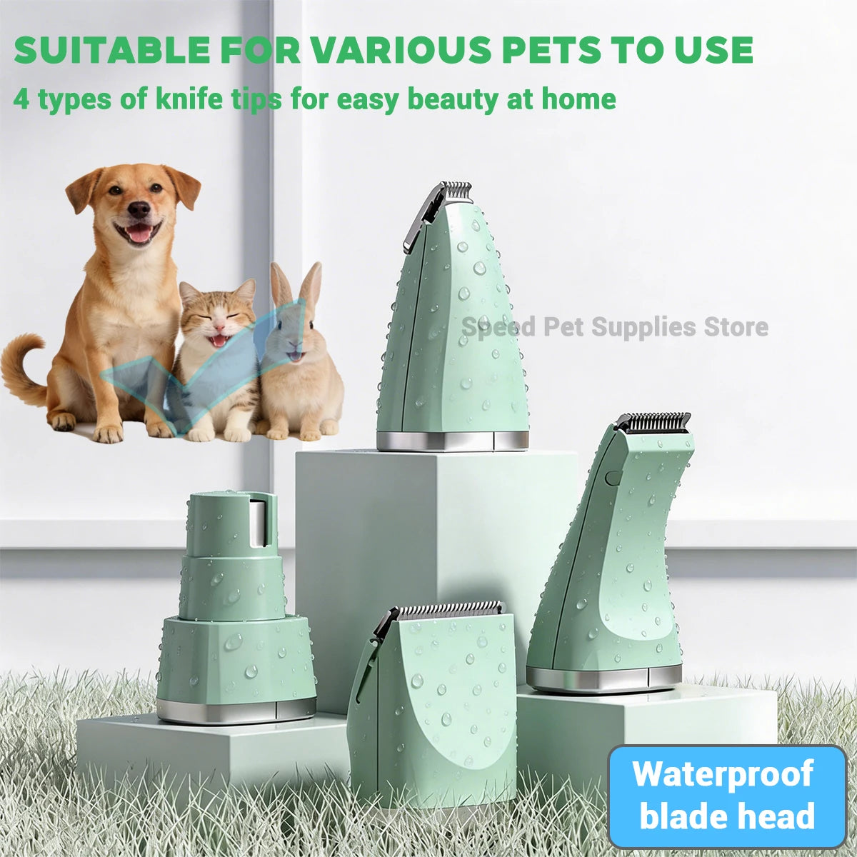 Professional Pet Grooming Kit - 4-in-1 Electric Clipper & Trimmer Set