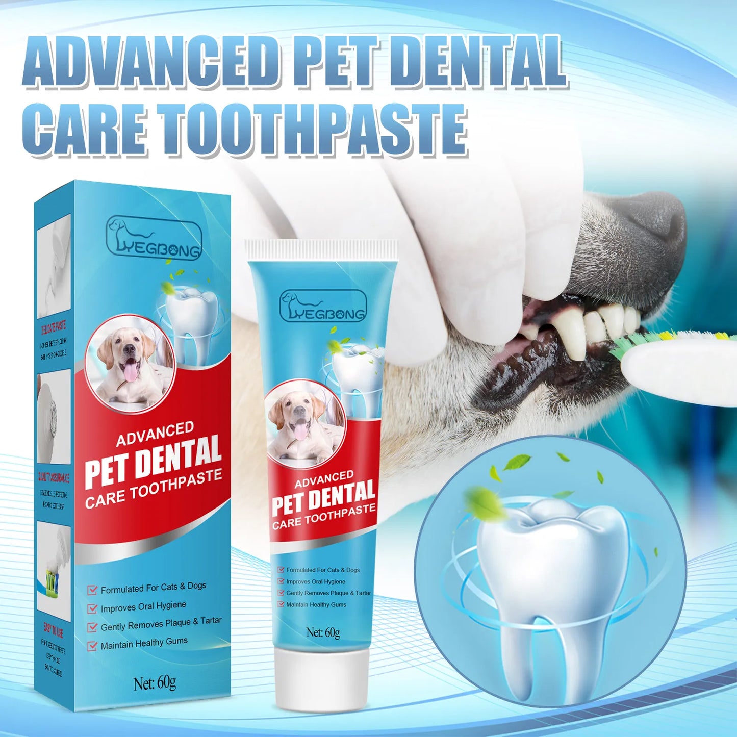 Pet Toothpaste with Tartar Control — Edible Formula for Dogs & Cats