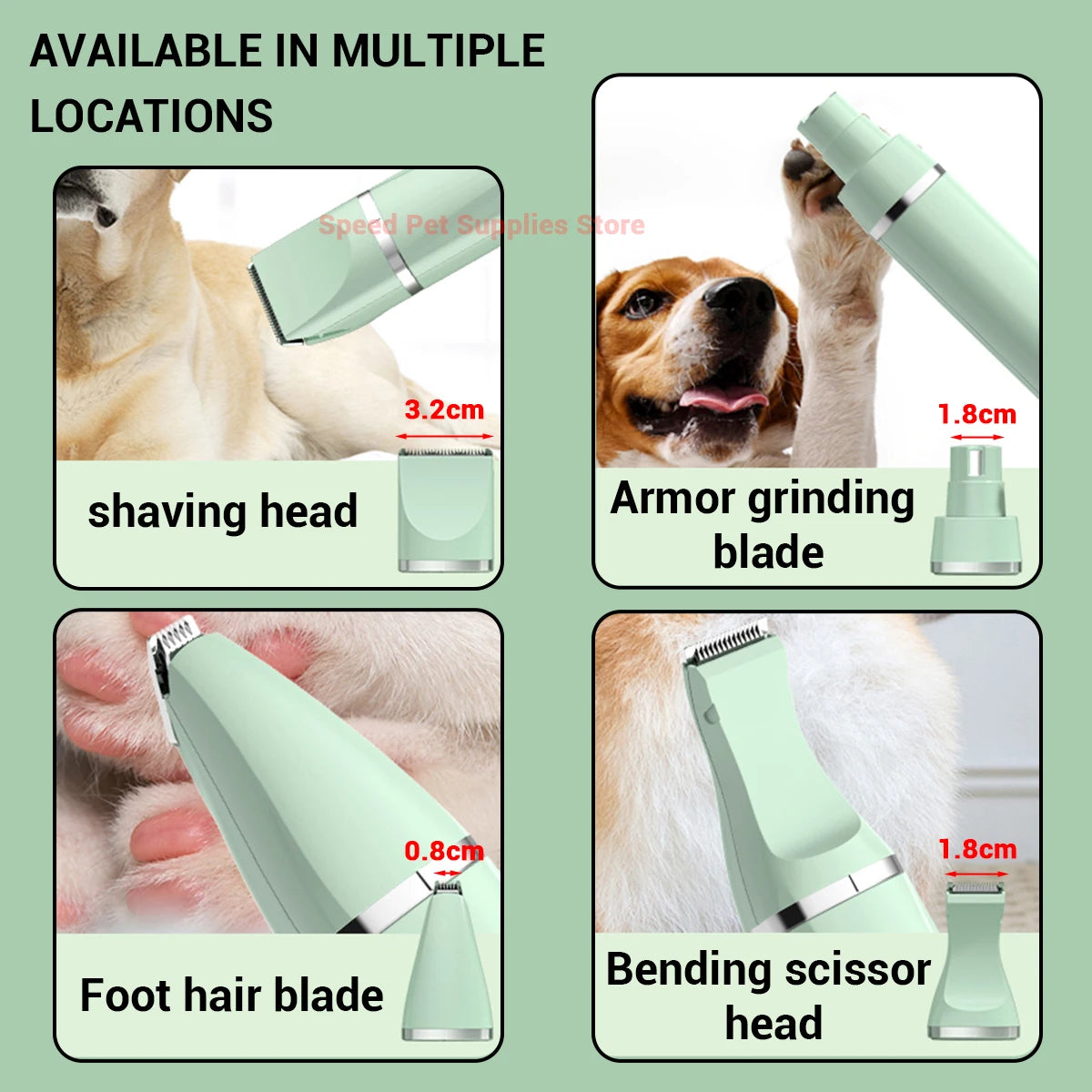Professional Pet Grooming Kit - 4-in-1 Electric Clipper & Trimmer Set
