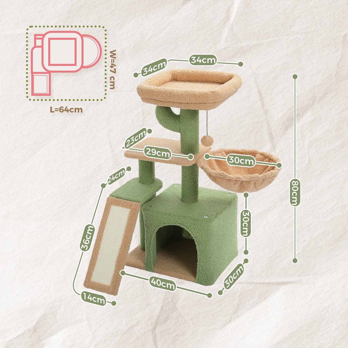 Grey Cat Tree Tower for Indoor Cats with Scratching Posts Big Hammock Removable Top Perch 3-Tier Activity Center Wood Furniture