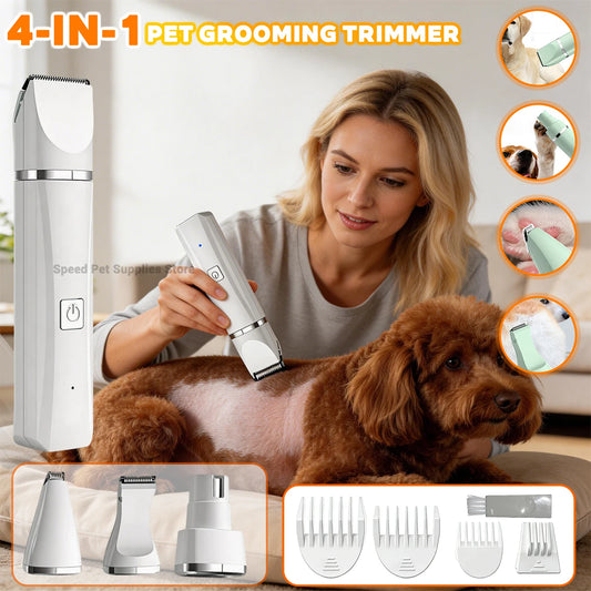 Professional Pet Grooming Kit - 4-in-1 Electric Clipper & Trimmer Set