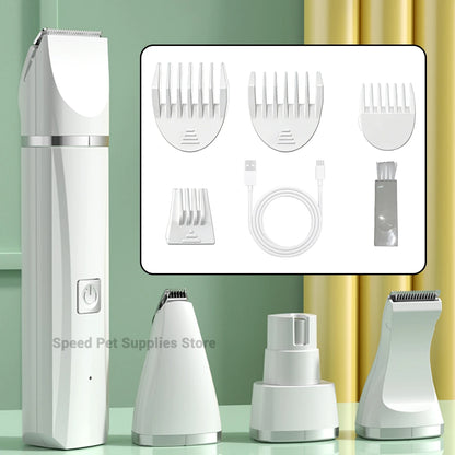 Professional Pet Grooming Kit - 4-in-1 Electric Clipper & Trimmer Set