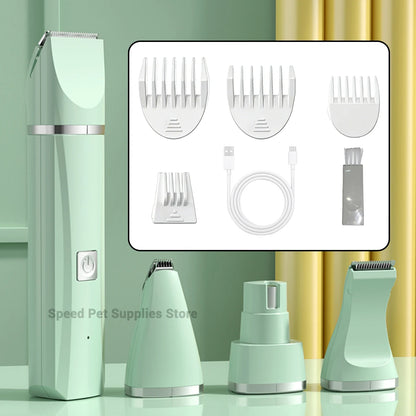 Professional Pet Grooming Kit - 4-in-1 Electric Clipper & Trimmer Set